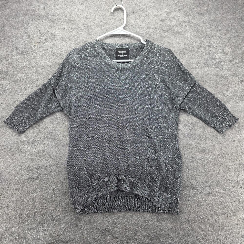 Romeo & Juliet Couture Sweater Tunic Womens S Gray Metallic Dolman Knit Glitter